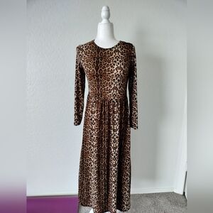 Leopard Print Long Sleeve Dress